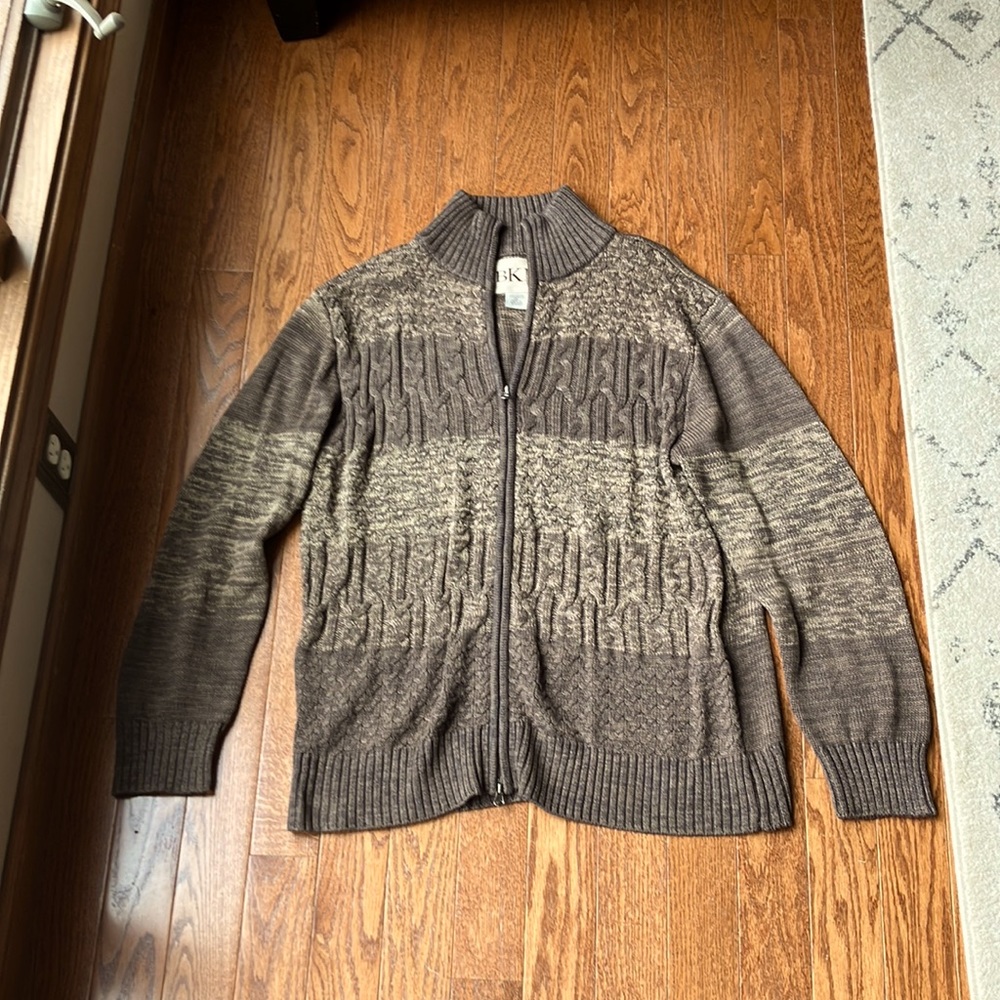Bke Xl sweater long sleeve zip up small snag upper back